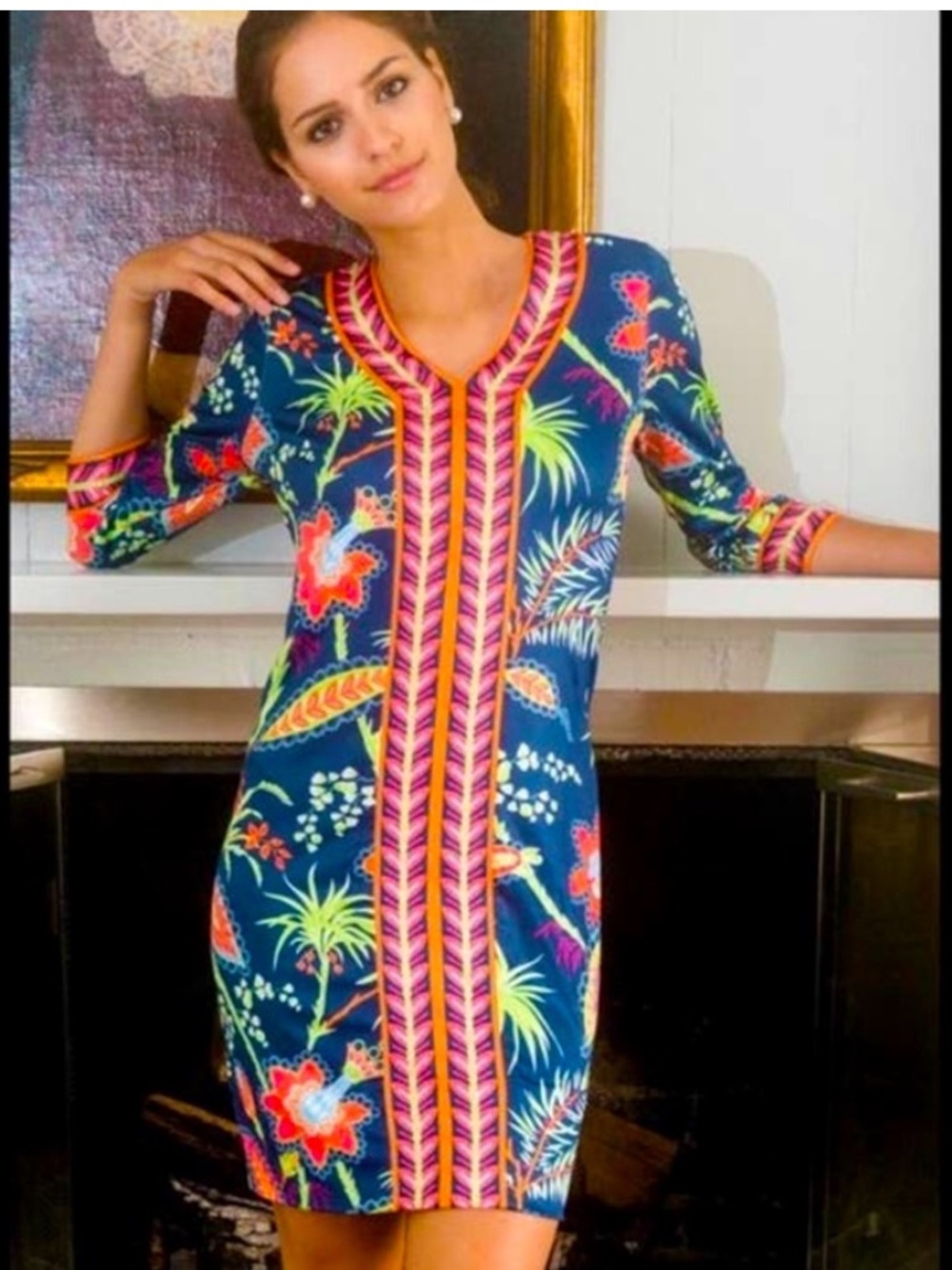 Gretchen Scott Designs Border Town Dress in Princess Navy Size XL